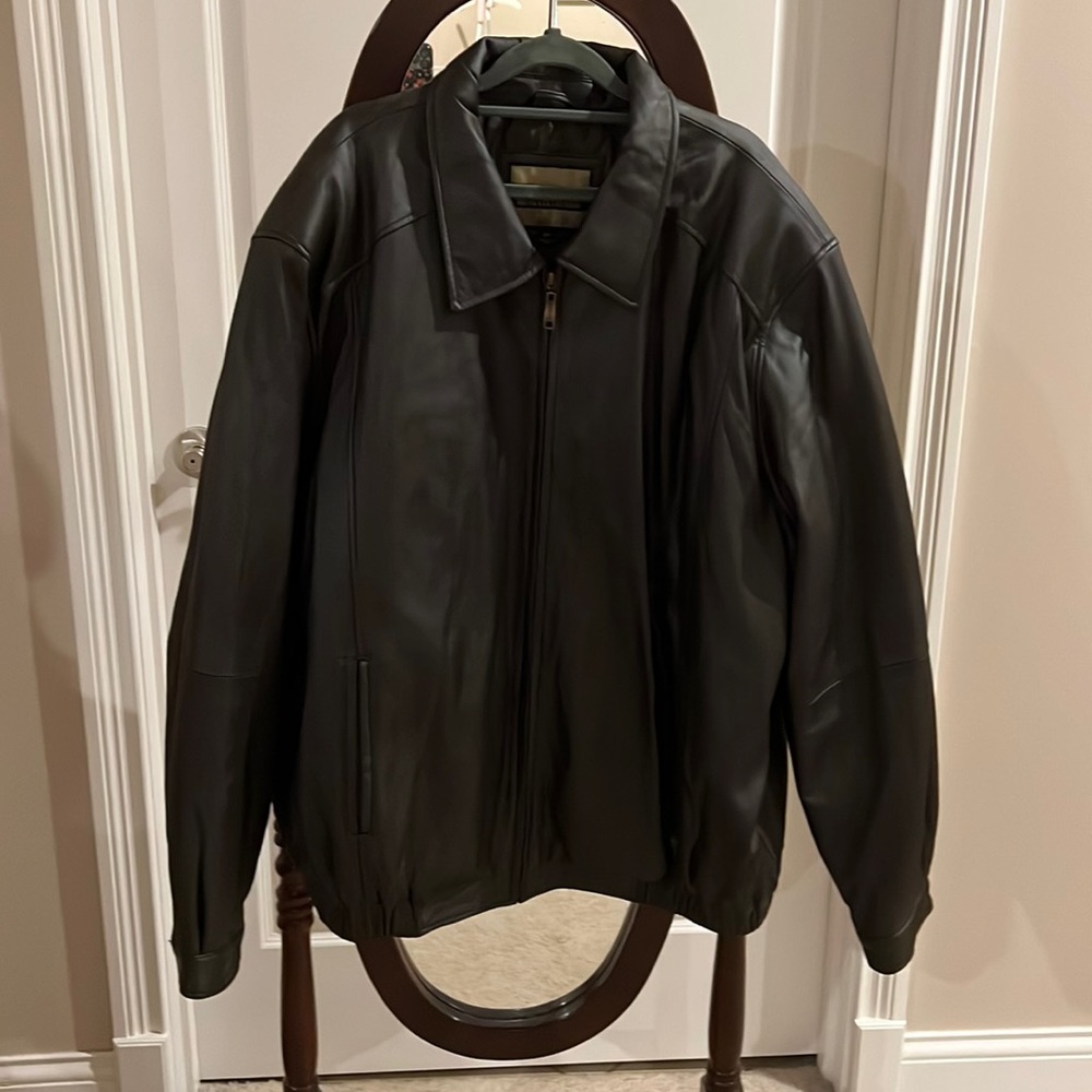 Men’s Big and Tall Size 4X Dark Brown Leather Bomber Jacket